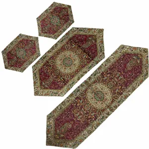 ست 4 تکه رومیزی ترمه طرح افشار مدل ابریشم کدz4t