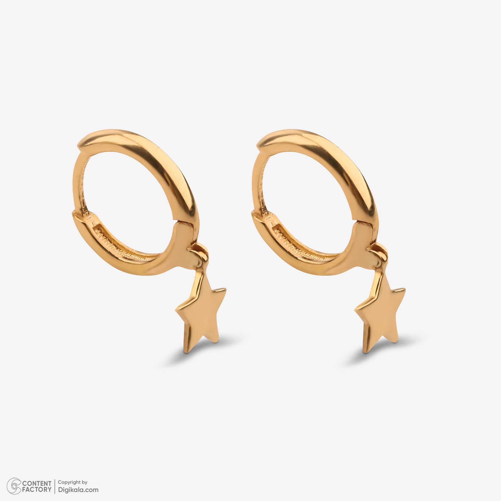 گوشواره حلقه‌ای طلا کم اجرت  18 عیار زنانه گلدم مدل E244015 -  - 4