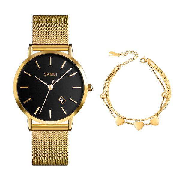 ساعت مچی عقربه‌ای کوارتز زنانه اسکمی مدل 1530GD به همراه دستبند