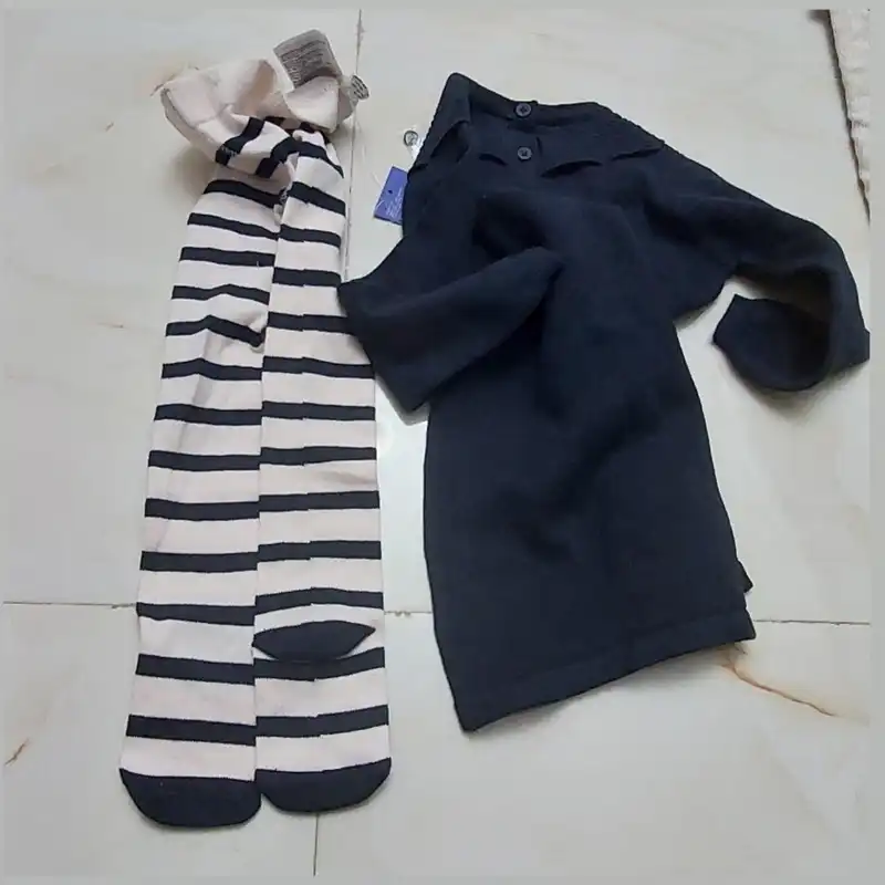 ست تونیک بافت و جوراب شلواری نوزادی لوپیلو مدل Rt300