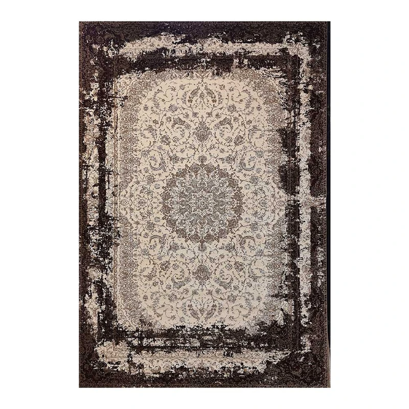 فرش ماشینی 320 شانه فرش ساوین زمینه کرم حاشیه کرم مدل رز