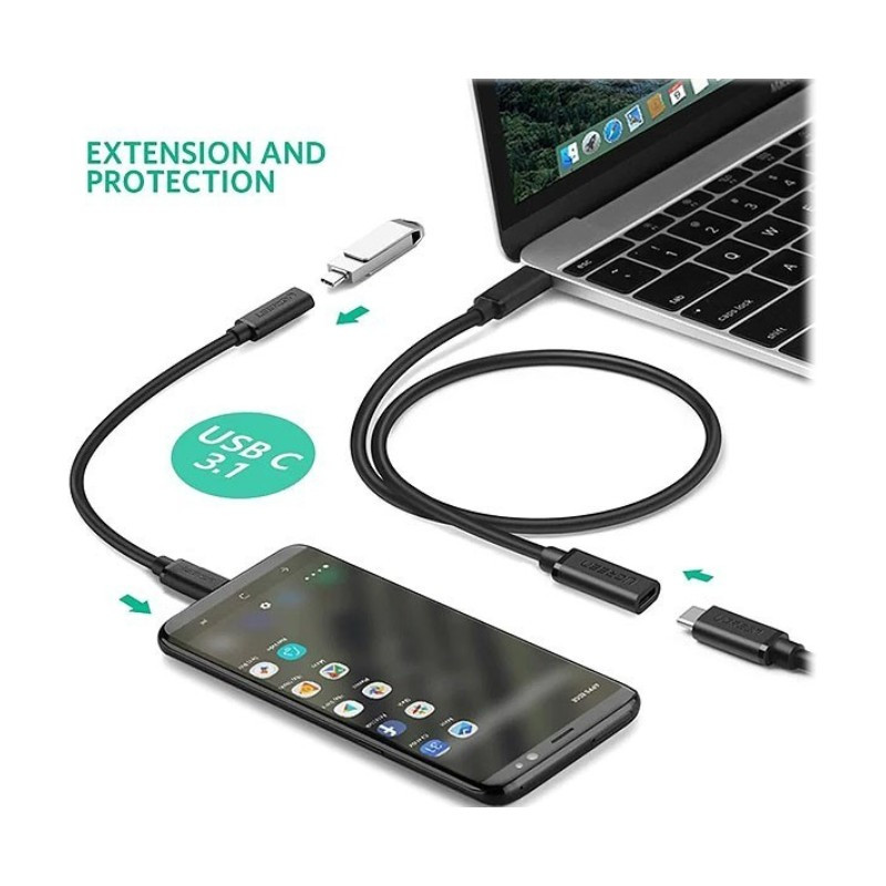 کابل افزایش طول USB-C یوگرین مدل ED008 طول 0.5 متر