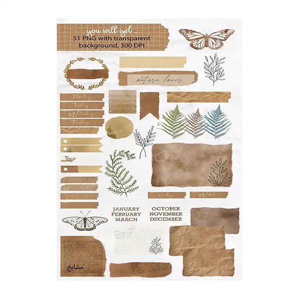 برچسب مشایخ مدل اسکرپ بوک طرح وینتج کد V1 بسته 10 عددی