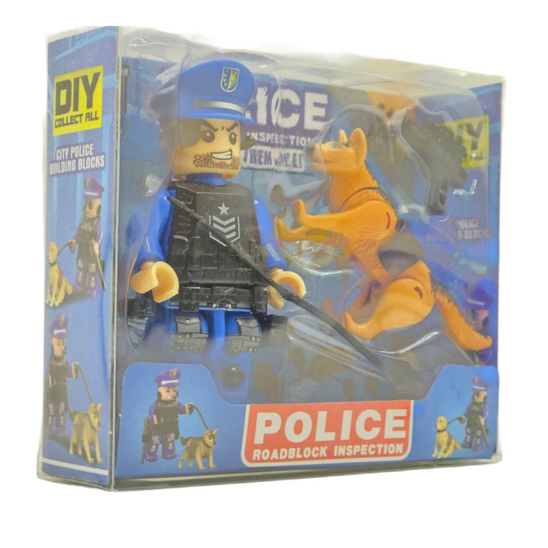 فیگور ناب سل مدل  پلیس و سگ لگویی همراه با کلت کد police001 ارتفاع 10سانتی متر