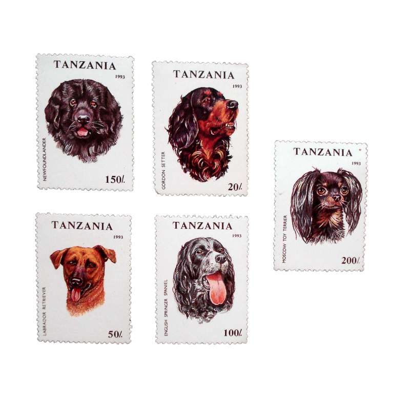 تمبر یادگاری مدل سگ کد DS1869 مجموعه 5 عددی