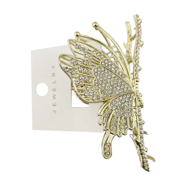 کلیپس مو زنانه مدل مجلسی لوکس طرح پروانه نگین دار کد 4057