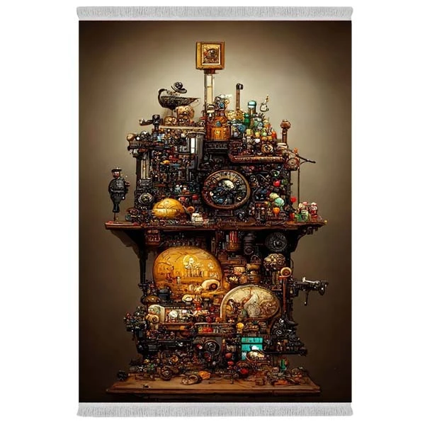 فرش پارچه‌ای دفه مدل فرشینه شانل مخمل طرح فانتزی کد 7115