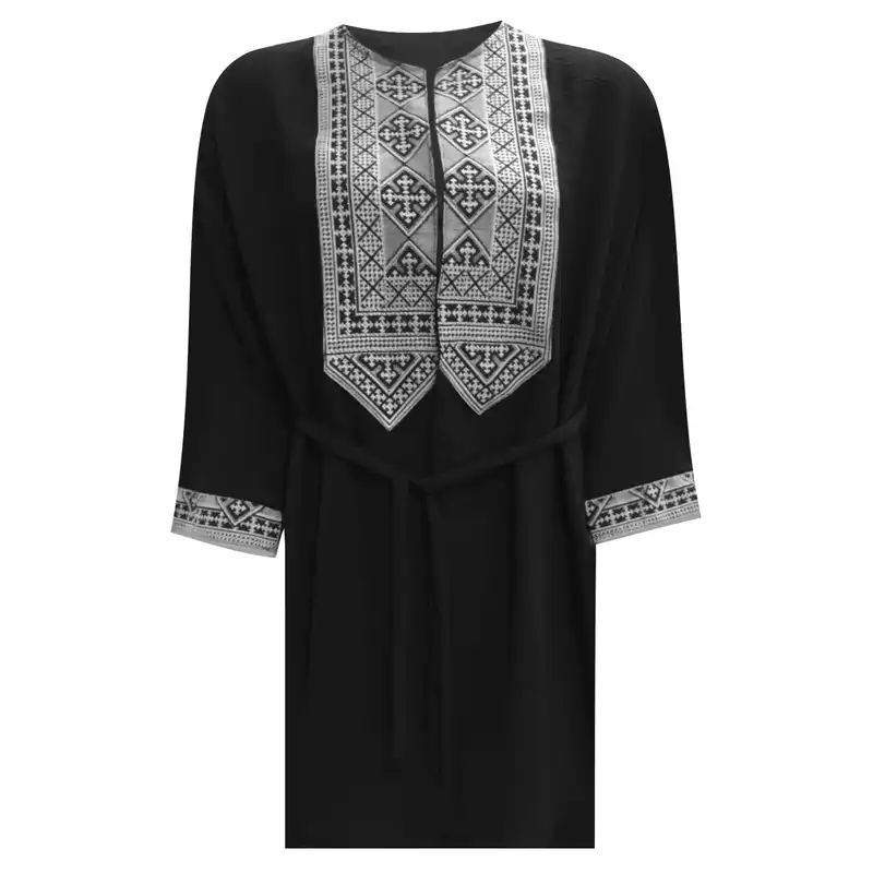 مانتو و شلوار زنانه مدل نخی ابر و بادی سنتی کد tm-2390 رنگ مشکی