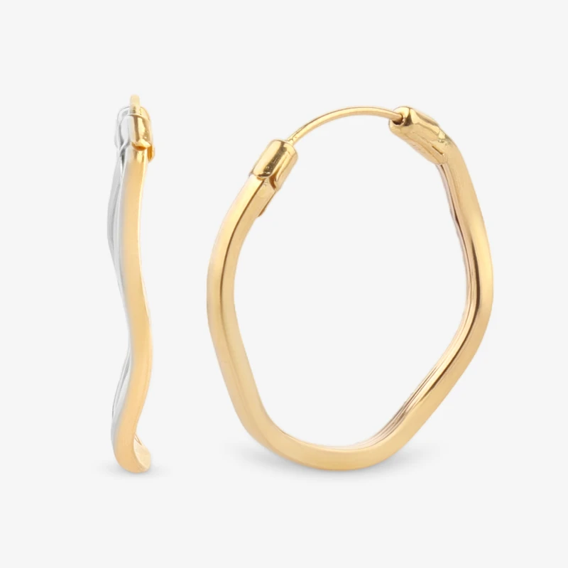 گوشواره حلقه‌ای طلا 18 عیار زنانه گلدم مدل E253008