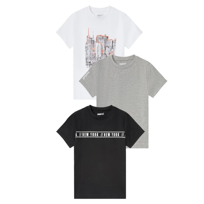 تی شرت آستین کوتاه پسرانه پیپرتس مدل NewYorkState مجموعه 3 عددی