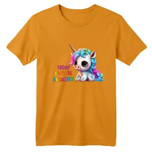 تی شرت آستین کوتاه بچگانه مدل یونیکورن کد ۴۲ رنگ پرتقالی