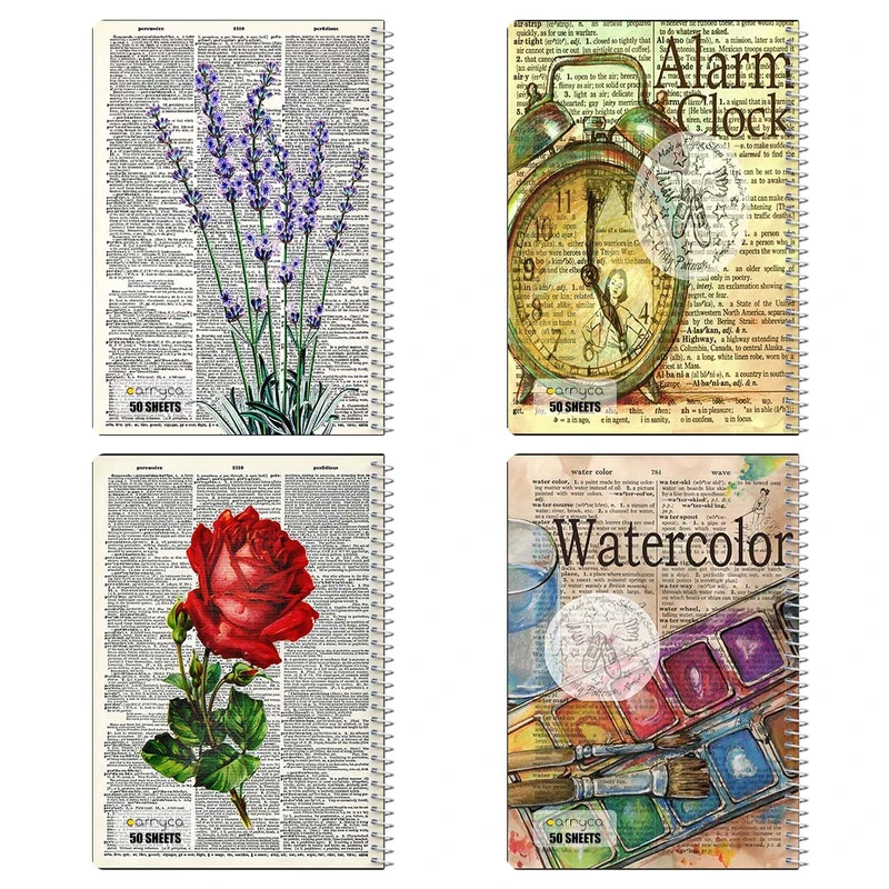 دفتر نقاشي 50 برگ کارنيکا طرح روزنامه وینتج Vintage Newspaper کد 59070 مجموعه 4 عددی