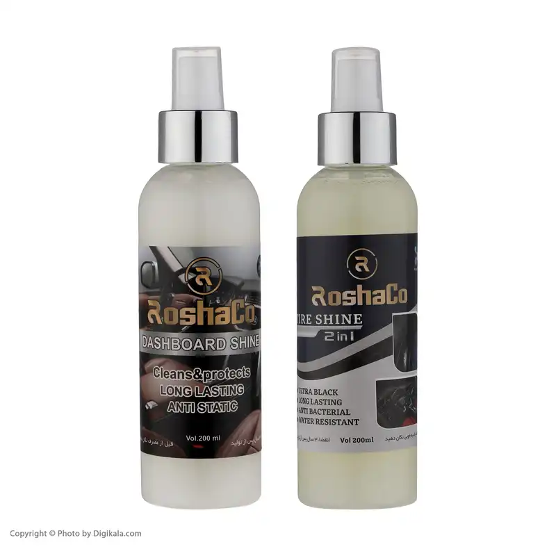 اسپری واکس داشبورد و لاستیک روشاکو مدل نانو حجم 450 میلی لیتر مجموعه 2 عددی