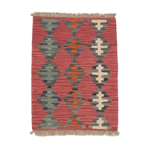 گلیم دستبافت نیم متری مدل قشقایی کد 4040727 زمینه صورتی