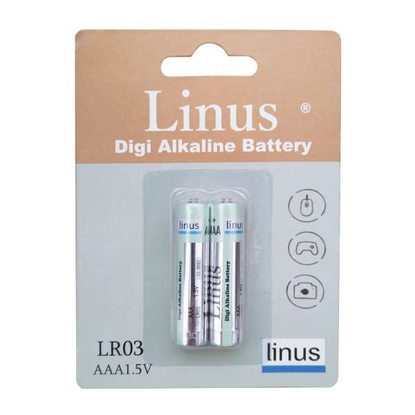 باتری نیم قلمی مدل Linus Digi Alkaline AAA1.5V بسته ۲ عددی