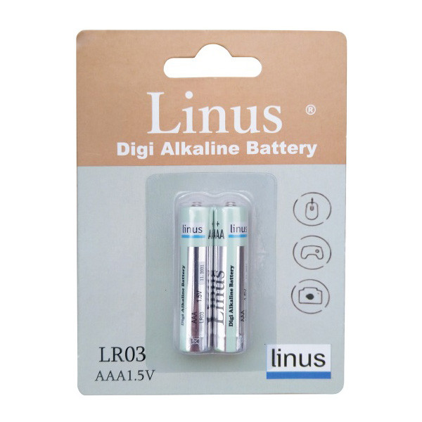 باتری نیم قلمی مدل Linus Digi Alkaline AAA1.5V بسته ۲ عددی