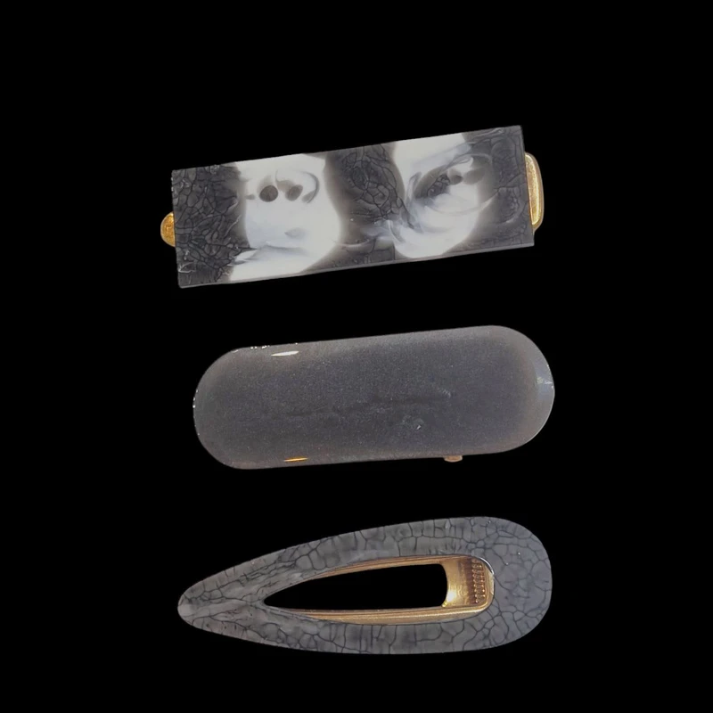 گیره مو زنانه مدل انبری پهن رزینی بسته 3 عددی