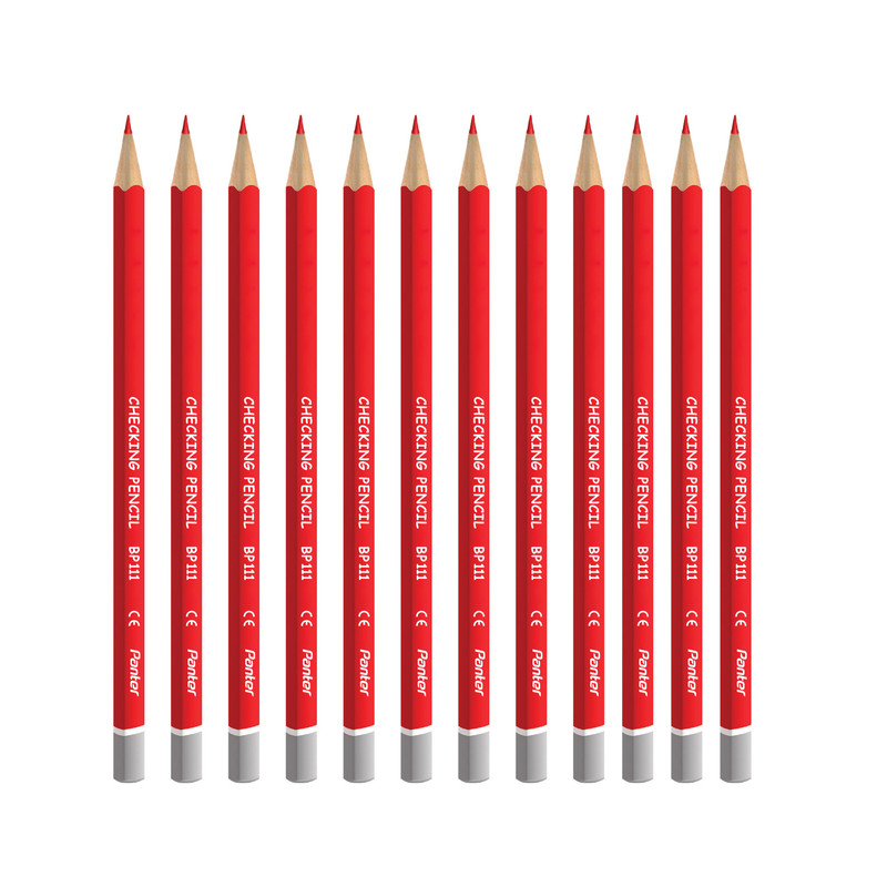 مداد قرمز پنتر مدل Checking Pencil Triangular کد BP111 - بسته 12 عددی