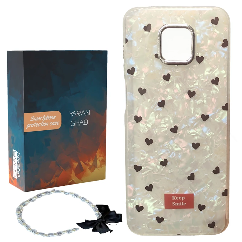 کاور قاب یاران مدل ماربل قلبی مناسب برای گوشی موبایل شیائومی Redmi Note 9S / Redmi Note 9 Pro / Redmi Note 9 Pro Max به همراه بنداویز