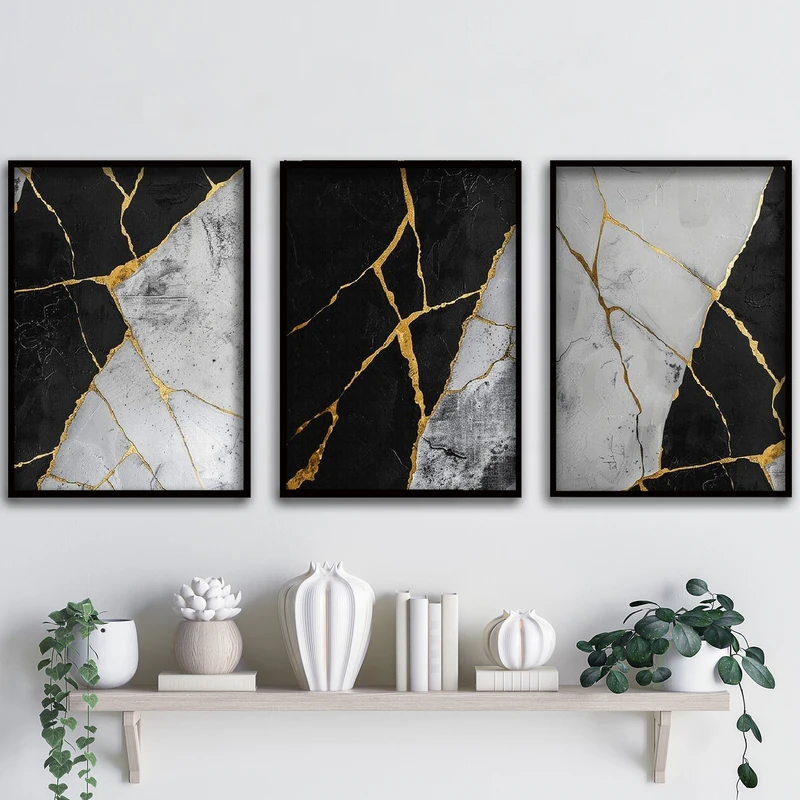 تابلو آتریسا طرح آبستره مدل ATA156 مجموعه 3 عددی 