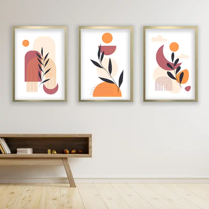 تابلو مدل مینیمال دکوراتیو کد LA-G30143 مجموعه 3 عددی