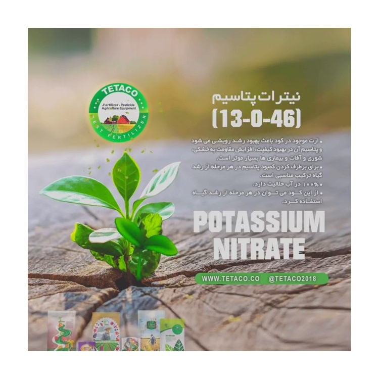 کود نیترات پتاسیم NPK 13-0-46 تتاکو مدل GROWFAST وزن 1 کیلوگرم