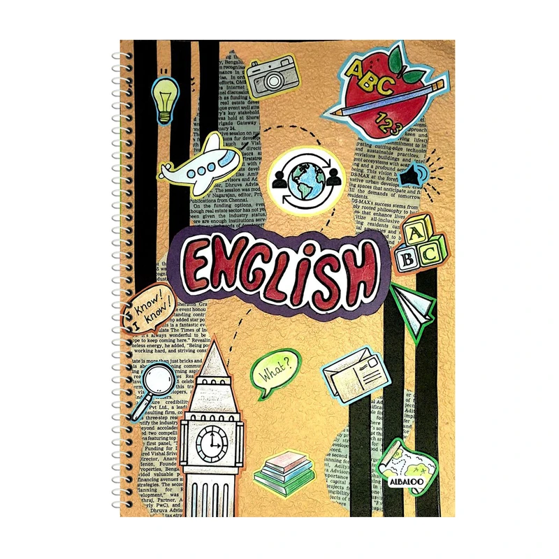 دفتر زبان 50 برگ آلبالو طرح فانتزی کد 2349