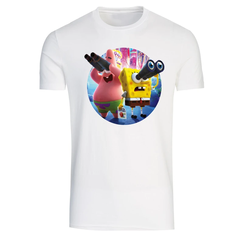 تیشرت آستین کوتاه مردانه طرح باب اسفنجی و پاتریک کد T 170