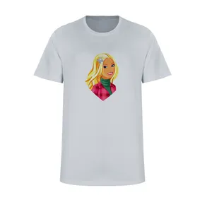 تی شرت آستین کوتاه زنانه مدل باربی کد L306 رنگ طوسی