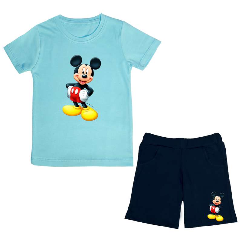 ست تی شرت و شلوارک پسرانه مدل mickey mousec BL