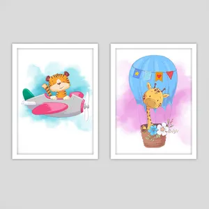 استیکر و تابلو کودک و نوزاد جیک جیک مدل خلبان و زرافه مجموعه دو عددی