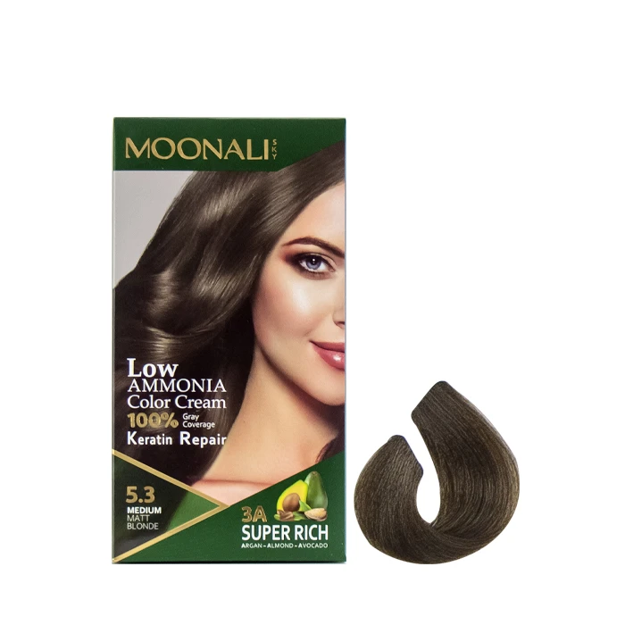 کیت رنگ مو مونالی اسکای شماره 5.3 حجم 100 میلی لیتر رنگ بلوند زیتونی متوسط