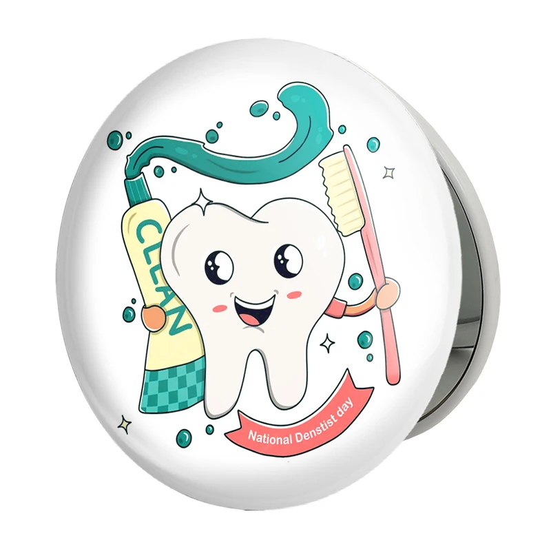 آینه جیبی خندالو طرح دندان و دندانپزشکی کودکانه مدل تاشو کد 27755 