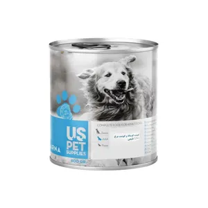 کنسرو غذای سگ یو اس پت مدل پته طعم گوساله، مرغ وزن ۸۰۰ گرم