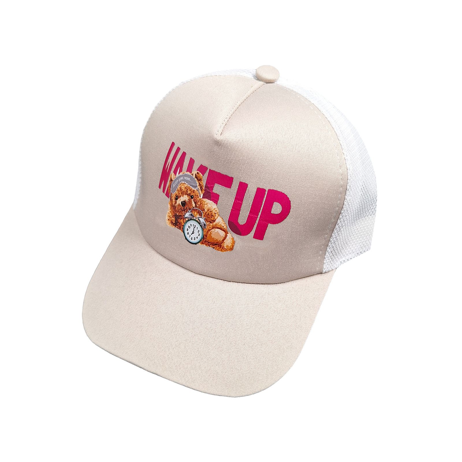 کلاه کپ بچگانه مدل WAKE UP کد 1231 رنگ خاکی -  - 1