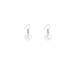 گوشواره نقره زنانه هایکا طرح قلب و حرف A مدل n.ha757