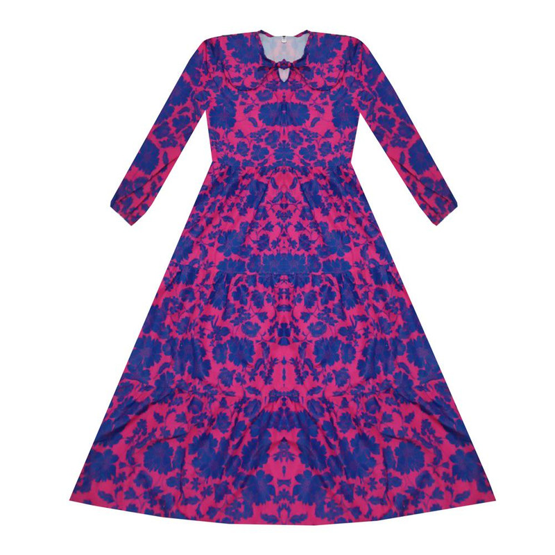 پیراهن یقه گرد زنانه مدل گل گلی کد 12