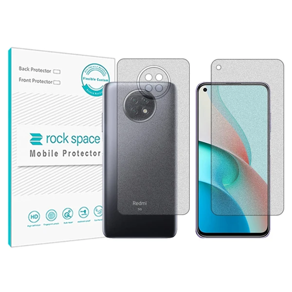 محافظ صفحه نمایش مات راک اسپیس مدل HyMTT مناسب برای گوشی موبایل شیائومی Redmi Note 9 5G به همراه محافظ پشت