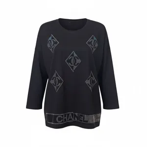 بلوز آستین بلند یقه گرد زنانه مدل نگین دار کد 125