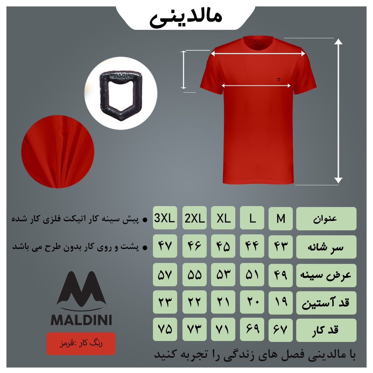 تی شرت آستین کوتاه مردانه مالدینی مدل t-395 -  - 5