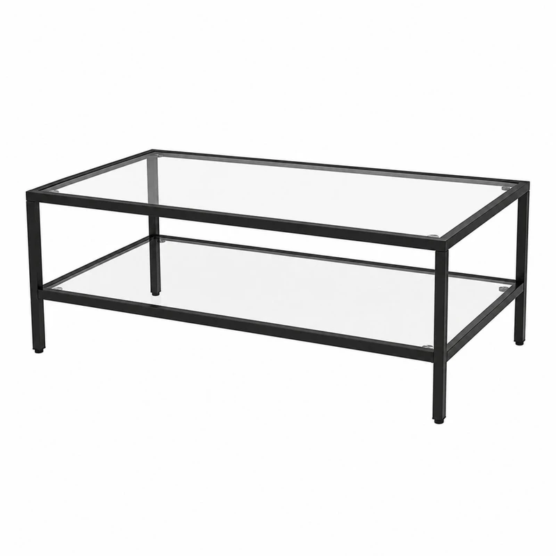 میز جلومبلی مستطیلی با پایه فلز و صفحه شیشه مدل لاین