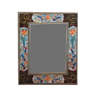 آینه خاتم کاری چوبی مدل گل و مرغ کد 50