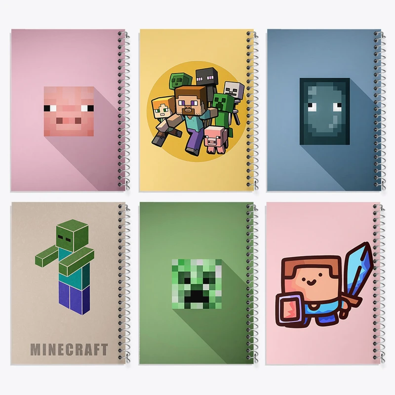 دفتر مشق 50 برگ خندالو طرح ماینکرفت (Minecraft) کد 579 مجموعه 6 عددی