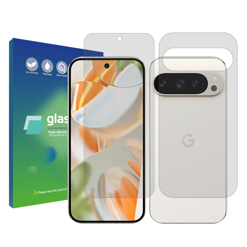 محافظ صفحه نمایش شفاف گلس پرو مدل Resistant مناسب برای گوشی موبایل گوگل Pixel 9 Pro به همراه محافظ پشت گوشی
