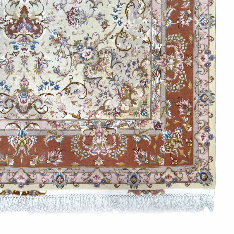 فرش دستبافت سه متری طرح علیا زمینه کرم کد F-TA-LA-39