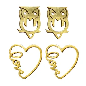 گوشواره زنانه طرح قلب و جغد کد RKH_1522 مجموعه 2 عددی