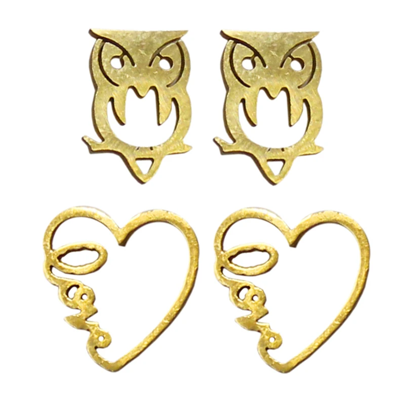 گوشواره زنانه طرح قلب و جغد کد RKH_1522 مجموعه 2 عددی