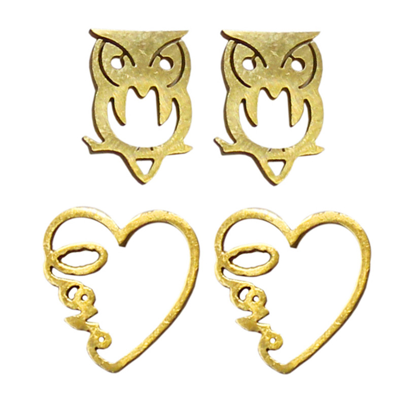 گوشواره زنانه طرح قلب و جغد کد RKH_1522 مجموعه 2 عددی