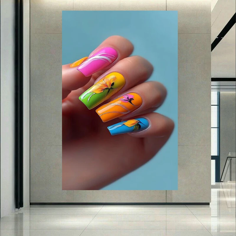 پوستر طرح کاشت و دیزاین ناخن مدل گل کد AR303455