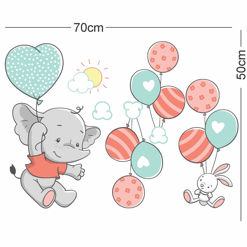 استیکر دیواری کودک مدل استیکر کودک طرح بادکنک بازی فیلی